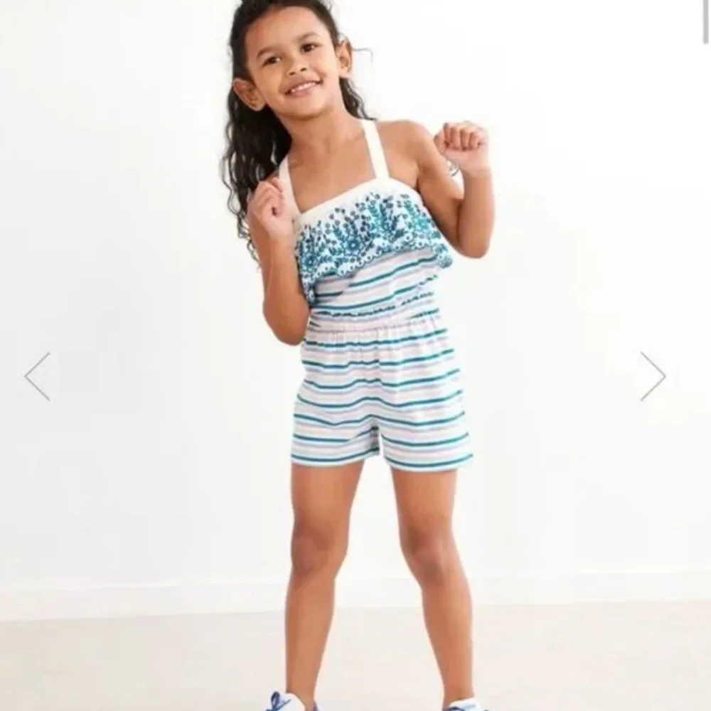 Pink Hanna Andersson Romper with Floral Embroidery Sz. 5 - Picture 3 of 5